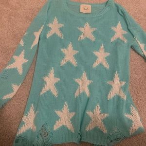 Distressed Star Print Sweater